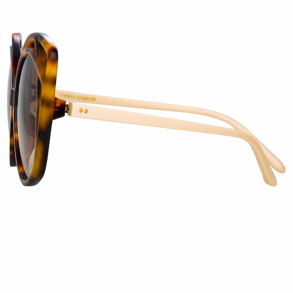 Linda Farrow - Isler Cat Eye Sunglasses in Horn - Women - Adult - LFL1174C3SUN