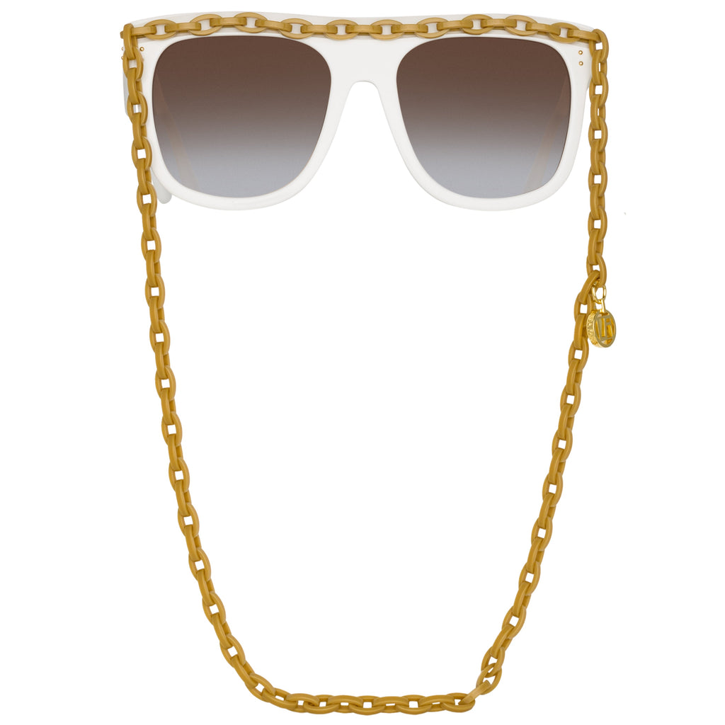 Dakota Flat Top Sunglasses in White by LINDA FARROW – LINDA FARROW (U.S.)