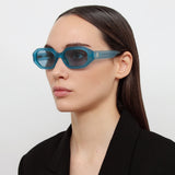 The Attico Irene Angular Sunglasses in Turquoise