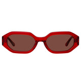 The Attico Irene Angular Sunglasses in Red and Brown
