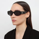 The Attico Berta Oval Sunglasses in Black