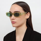 The Attico Berta Oval Sunglasses in Lime