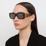 The Attico Marfa Rectangular Sunglasses in Tortoiseshell and Green