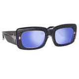 The Attico Marfa Rectangular Sunglasses in Glitter and Blue