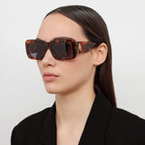 The Attico Marfa Rectangular Sunglasses in Tortoiseshell and Blue Lenses