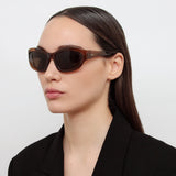 Dries Van Noten Wrap Sunglasses in Dark Camel