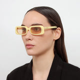 Azzurro Rectangular Sunglasses in Pear Sorbet by Jacquemus