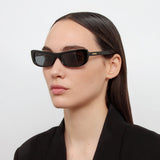 Capri Rectangular Sunglasses in Black by Jacquemus