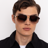 Brooks Aviator Sunglasses in Light Gold