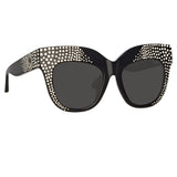 Dunaway Oversized Sunglasses in Black and Crystals