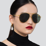 Joni Aviator Sunglasses in Yellow Gold and Green