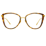 Liza Cat Eye Optical Frame in Tortoiseshell and Yellow Gold