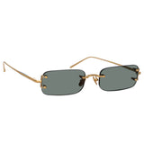 Men's Taylor Rectangular Sunglasses in Yellow Gold and Green