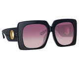 Sierra Oversized Sunglasses in Black and Wine Lenses