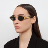 Sadie Oval Sunglasses in Yellow Gold