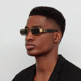 Men's Joey Rectangular Sunglasses in Yellow Gold