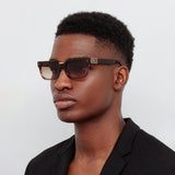 Men's Yoan Angular Sunglasses in Caramel Horn