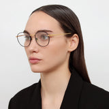 The Harrison | Oval Optical Frame in Black and Yellow Gold