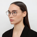 The Harrison | Oval Optical Frame in Black and Light Gold (C3)