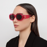Lina Oval Sunglasses in Neon Pink