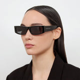 Magda Butrym Rectangular Sunglasses in Black and Crystals