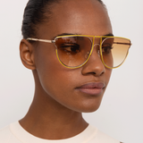 Matthew Williamson Azalea D-Frame Sunglasses in Light Gold Tone