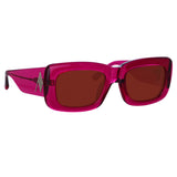 The Attico Marfa Rectangular Sunglasses in Maroon