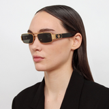 Joey Rectangular Sunglasses in Yellow Gold