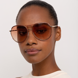 Matthew Williamson Holly Aviator Sunglasses in Light Gold Tone