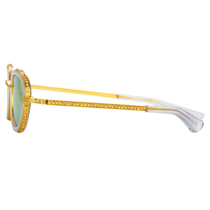 Oval Sunglasses In Yellow Gold Light Gold Frame By Area X Linda Farrow Linda Farrow Us