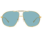 The Attico Mina Oversized Sunglasses in Light Gold and Blue