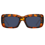 The Attico Marfa Rectangular Sunglasses in Tortoiseshell and Blue Lenses