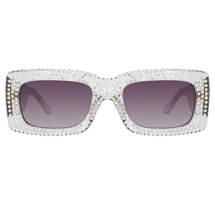 Stella Rectangular Sunglasses in Clear frame by The Attico x LINDA