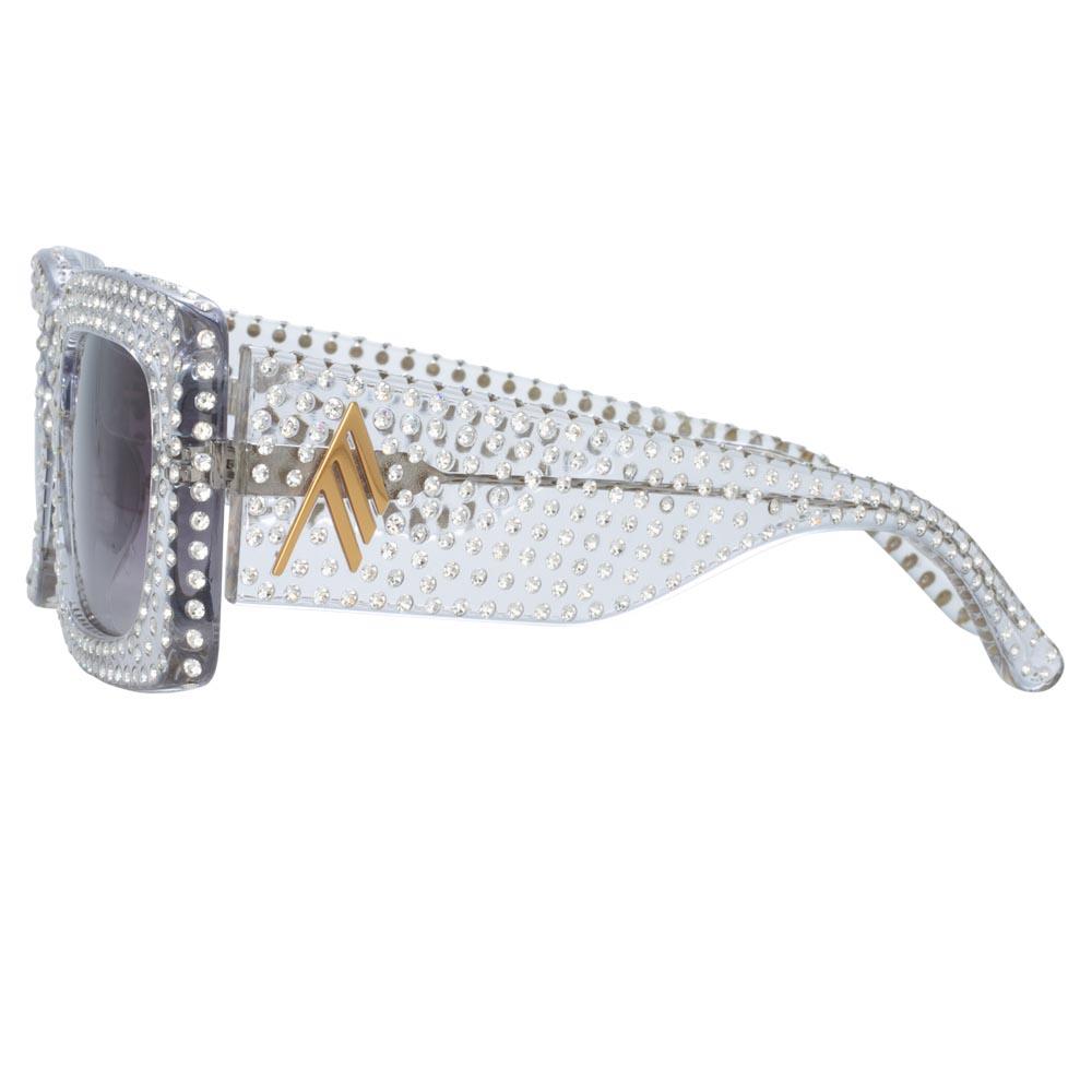 Stella Rectangular Sunglasses in Clear frame by The Attico x LINDA