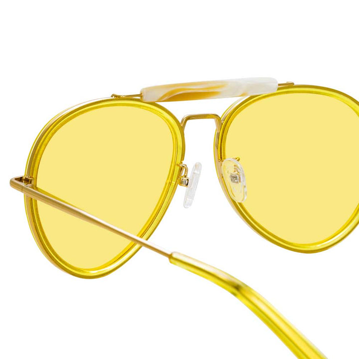 vintage gold metal yellow lens aviator shooting glasses nos aviators  sunglasses | eBay