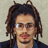 Cesar Angular Optical Frame in White Gold and Black