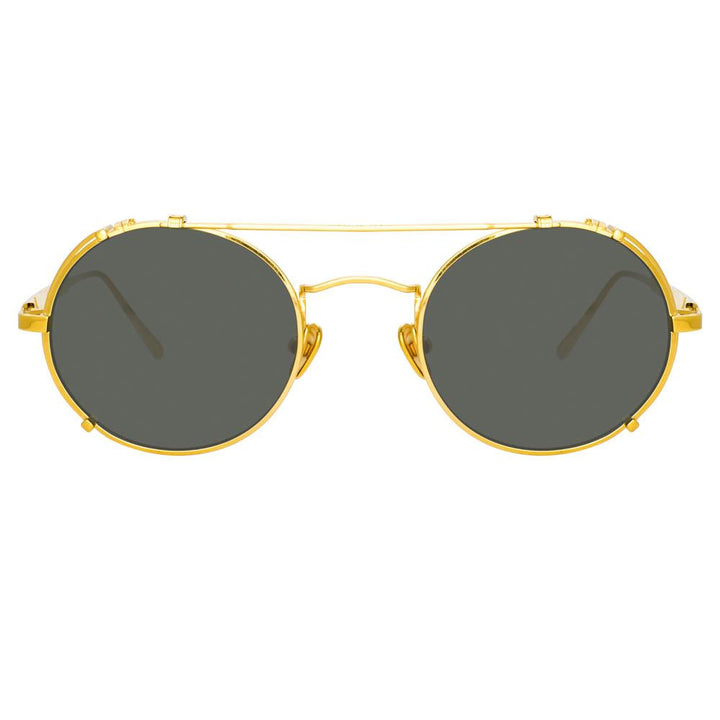 Gold frame hot sale oval sunglasses