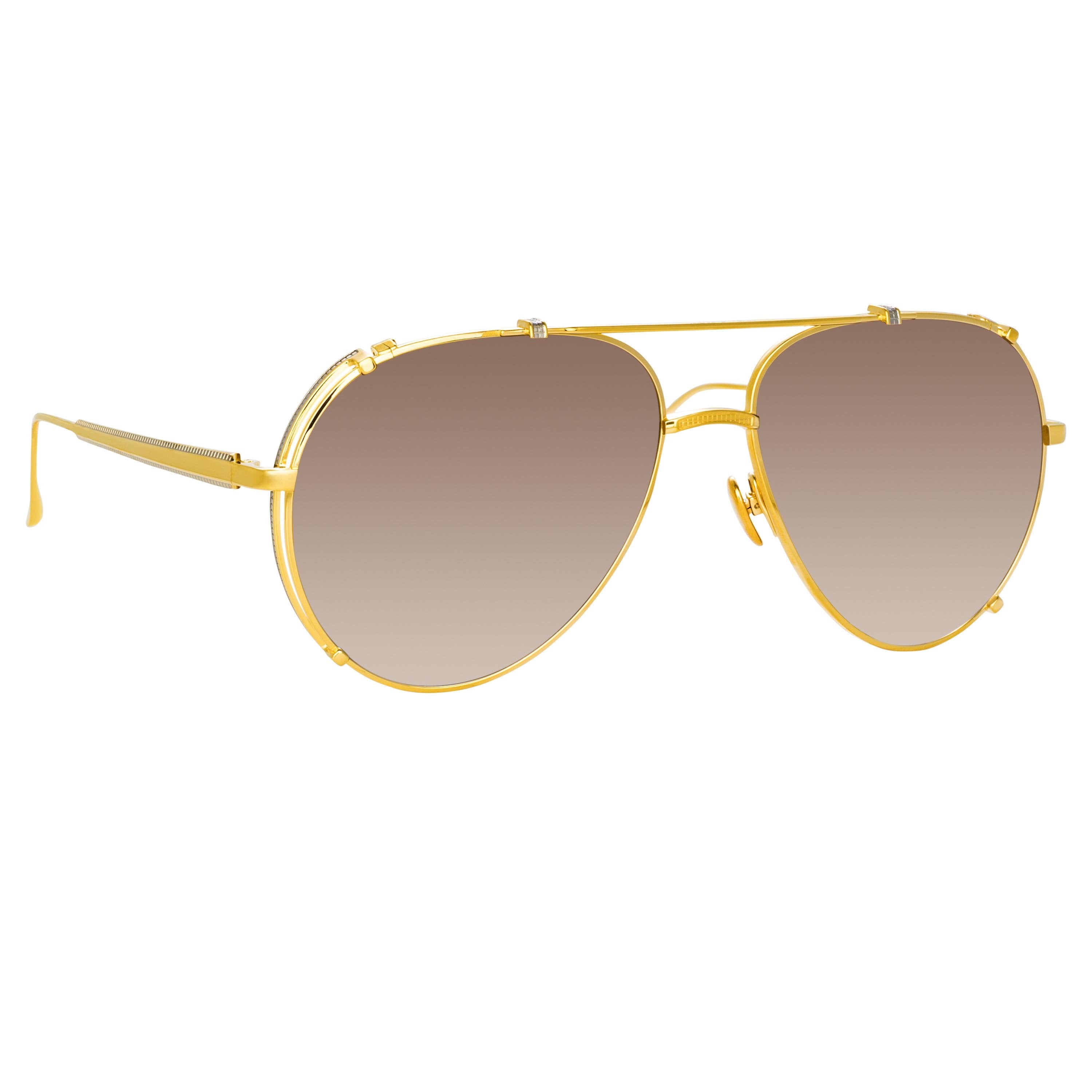 Thrilling Promises Chain Link Aviator Sunglasses (Gold/Smoke)