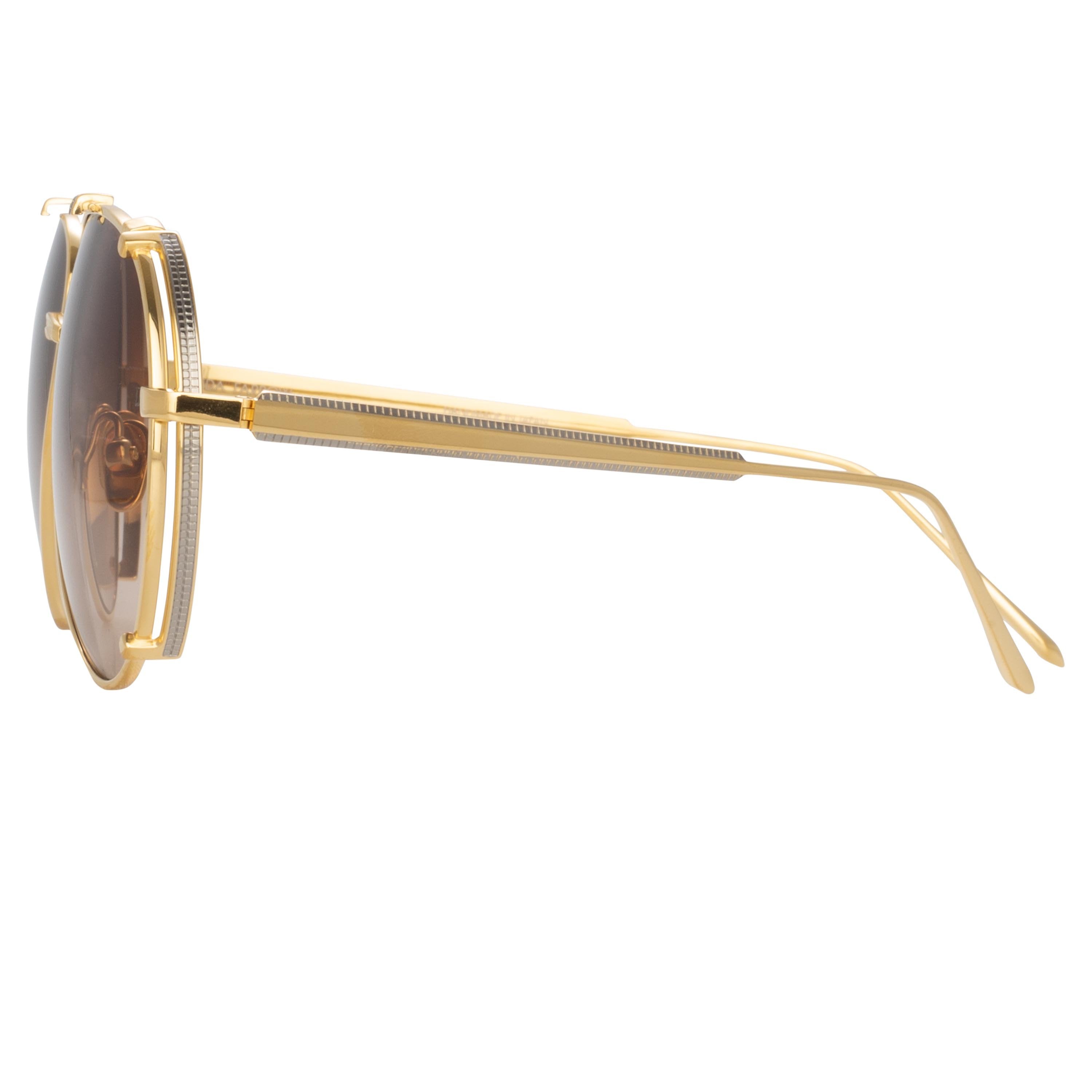 Thrilling Promises Chain Link Aviator Sunglasses (Gold/Smoke)