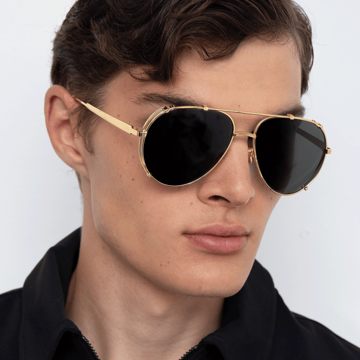 Newman Aviator Sunglasses in White Gold frame by LINDA FARROW – LINDA  FARROW
