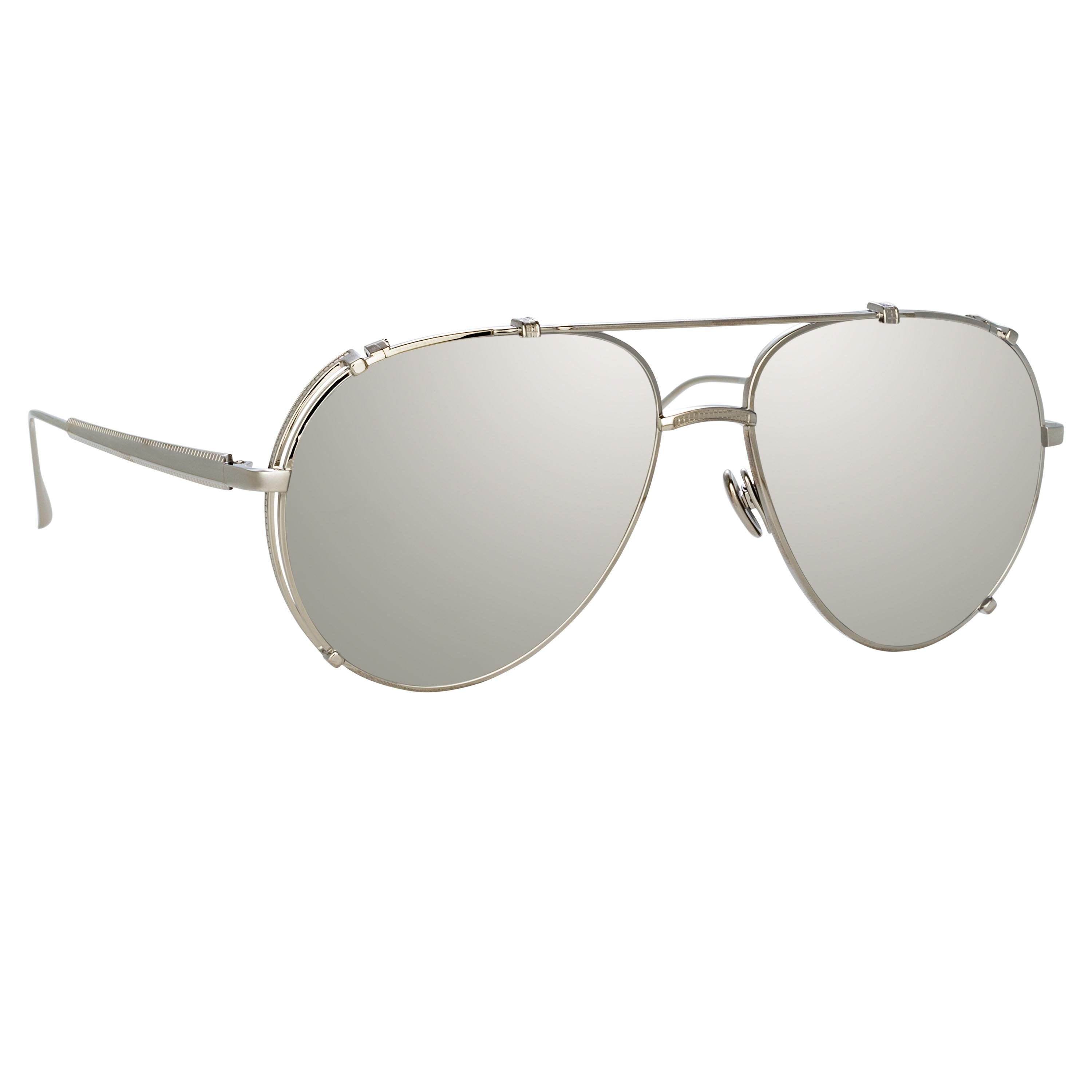 Enzo Aviator Sunglasses in Nickel by LINDA FARROW – LINDA FARROW (U.S.)