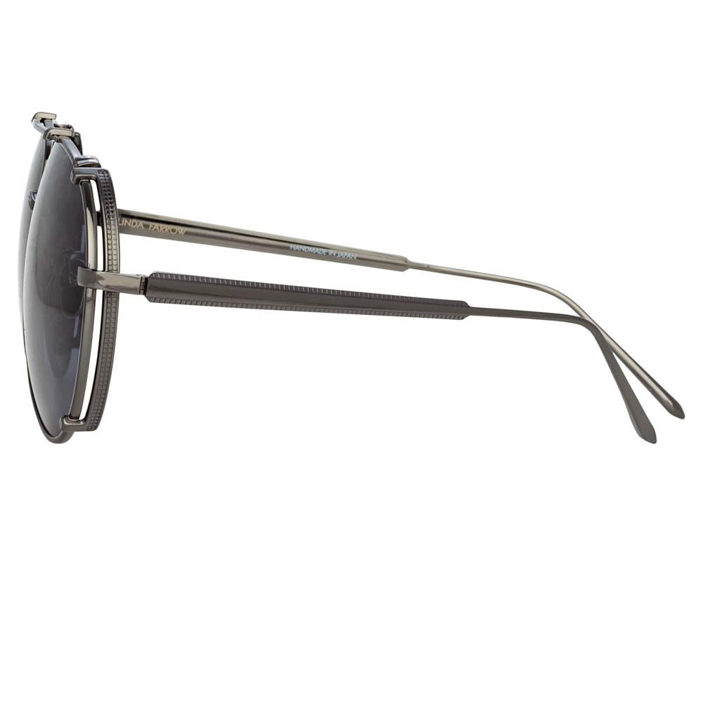Enzo Aviator Sunglasses in Nickel by LINDA FARROW – LINDA FARROW (U.S.)