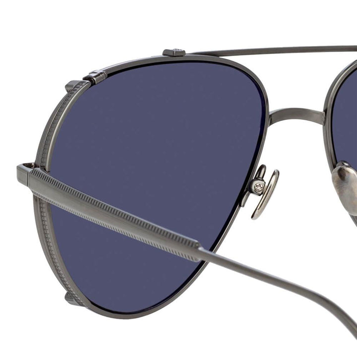 Enzo Aviator Sunglasses in Nickel by LINDA FARROW – LINDA FARROW
