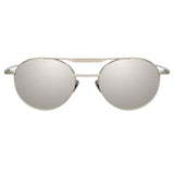 Lou Oval Sunglasses in White Gold and Silver