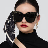Dunaway Oversized Sunglasses in Sparkled Black