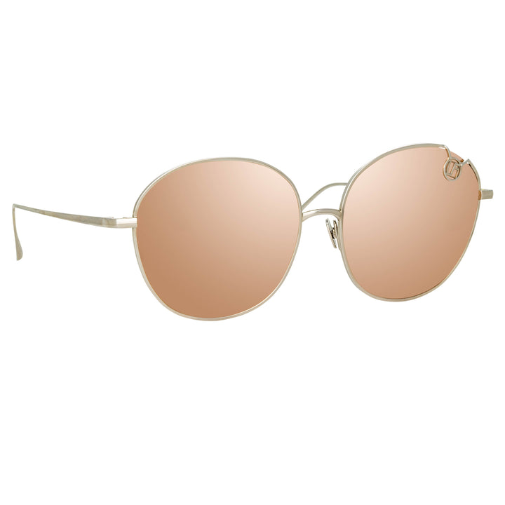 Linda Farrow - Hannah Cat Eye Sunglasses in White Gold and Rose Gold Lenses - Women - Adult - LFL1054C4SUN
