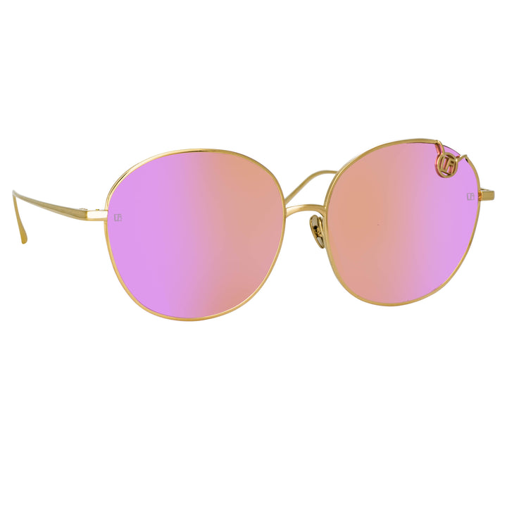 Hanna Gold and Pink Square Sunglasses
