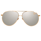 Joni Aviator Sunglasses in Rose Gold and Platinum Lenses