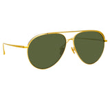 Roberts Aviator Sunglasses in Yellow Gold and Green