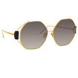 Marie Oversized Sunglasses in Yellow Gold and Grey